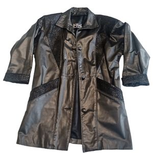 80s genuine leather jacket size medium Gino and Giorgio oversize pockets